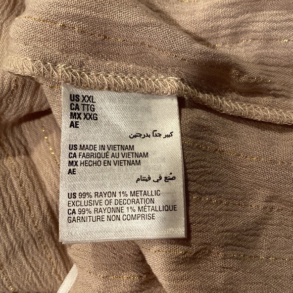 Tan with gold sparkles, short sleeves off the shoulders blouse - Picture 7 of 7